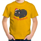 Cat Merry Christmas - Kids Youth T-Shirt Gold Kids Christmas T-shirt Christmas Printed In Australia