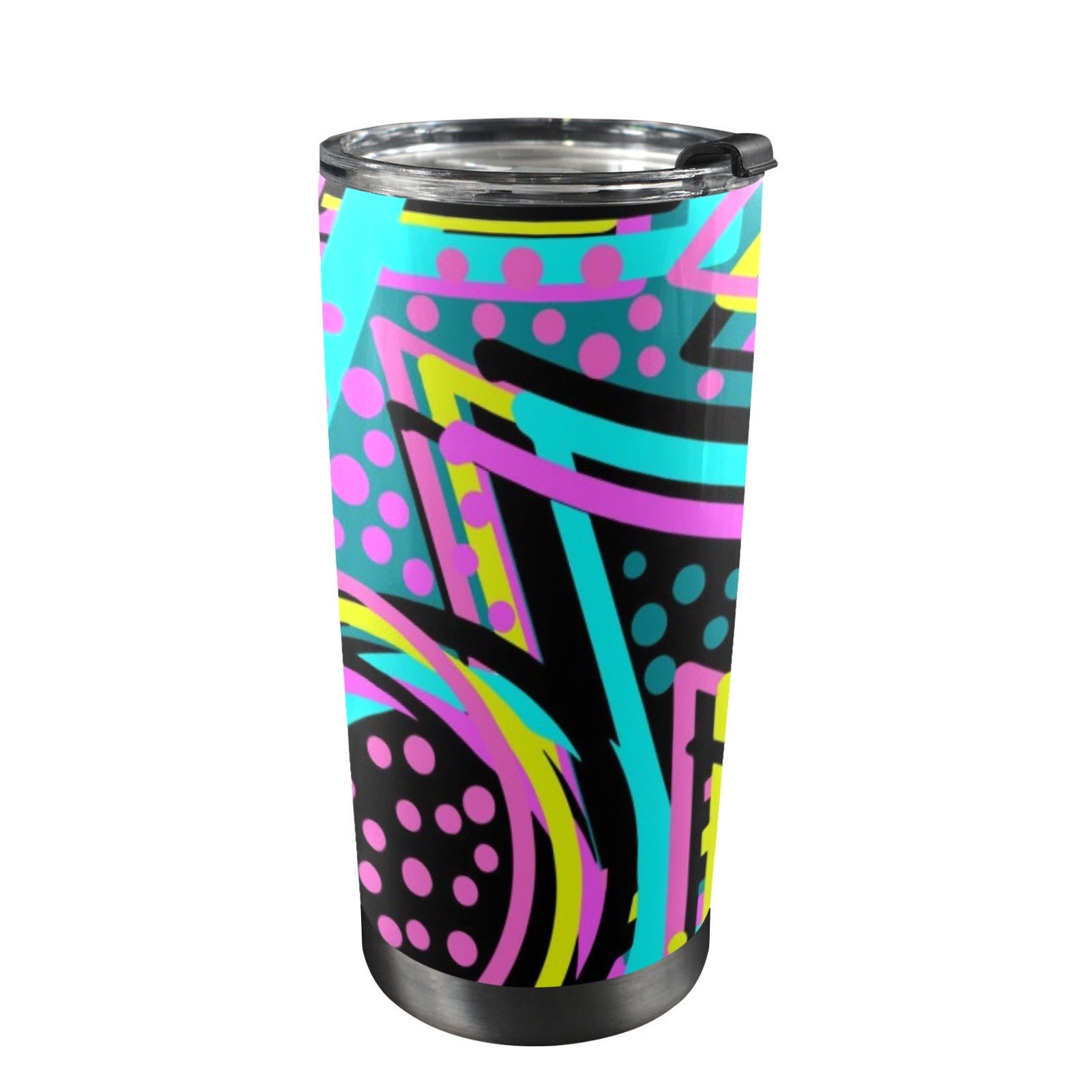 Retro Geometric - 20oz Mobile Tumbler with Lid (Black Lock) One Size 20oz Travel Mug Printed Offshore