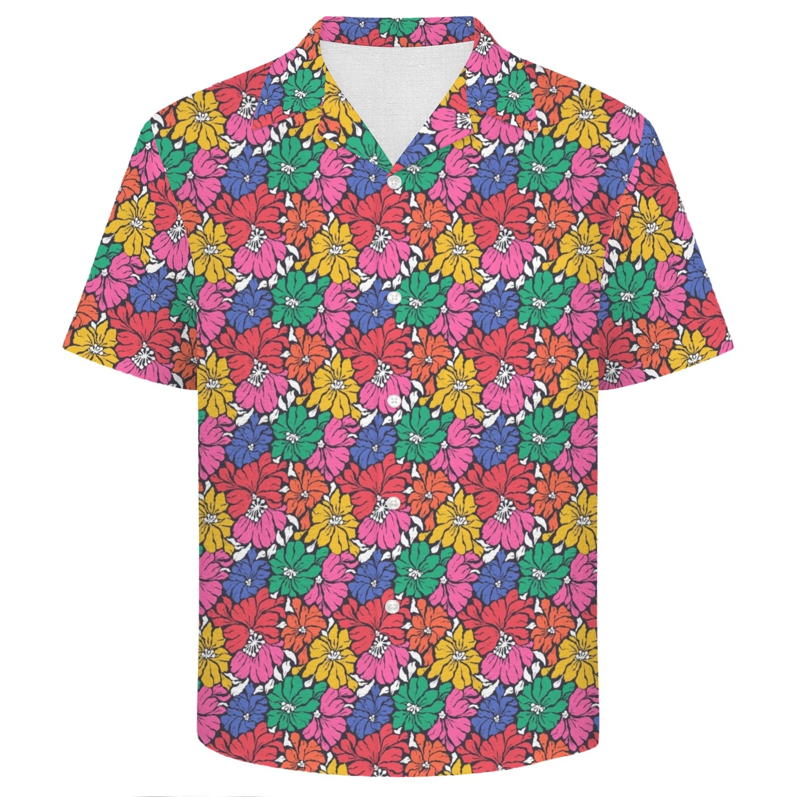 Bright And Bold Flowers Men's Crinkle Hawaiian Shirt