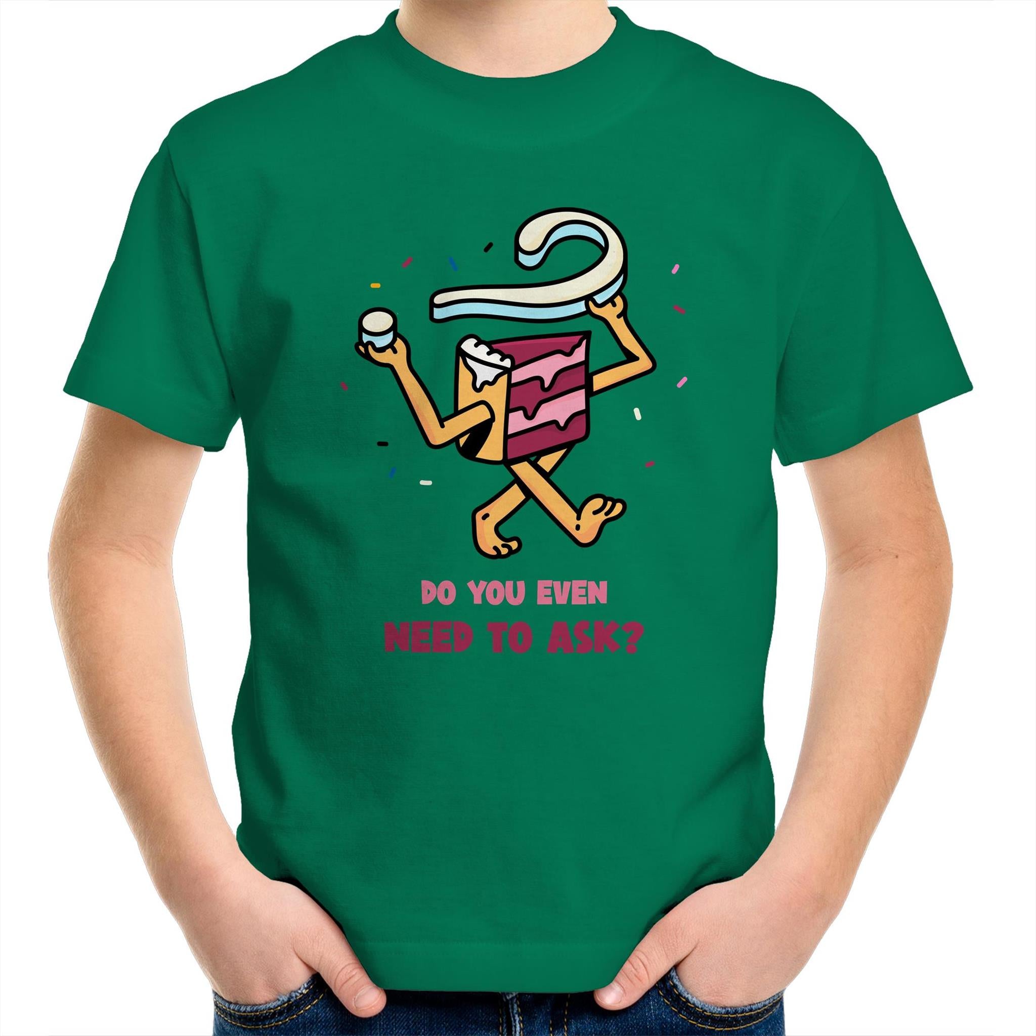 Cake, Do You Even Need To Ask - Kids Youth T-Shirt Kelly Green Kids Youth T-shirt Food Printed In Australia