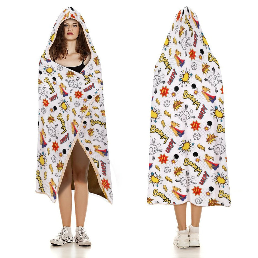 Super Dog, Comic Book Kids Hooded Blanket 100cm x 130cm Kids Hooded Blanket comic Printed Offshore