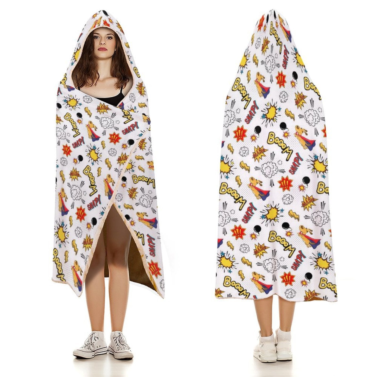 Super Dog, Comic Book Kids Hooded Blanket 100cm x 130cm Kids Hooded Blanket comic Printed Offshore