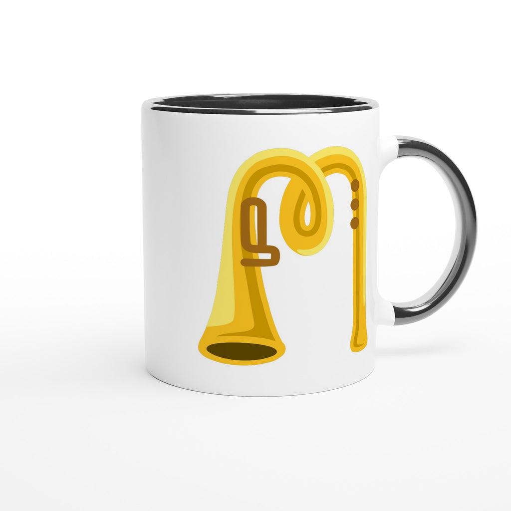 Personalised - Trumpet Initials - White 11oz Ceramic Mug with Color Inside Personalised 11oz Mug customise Globally Fulfilled Music Name personalise
