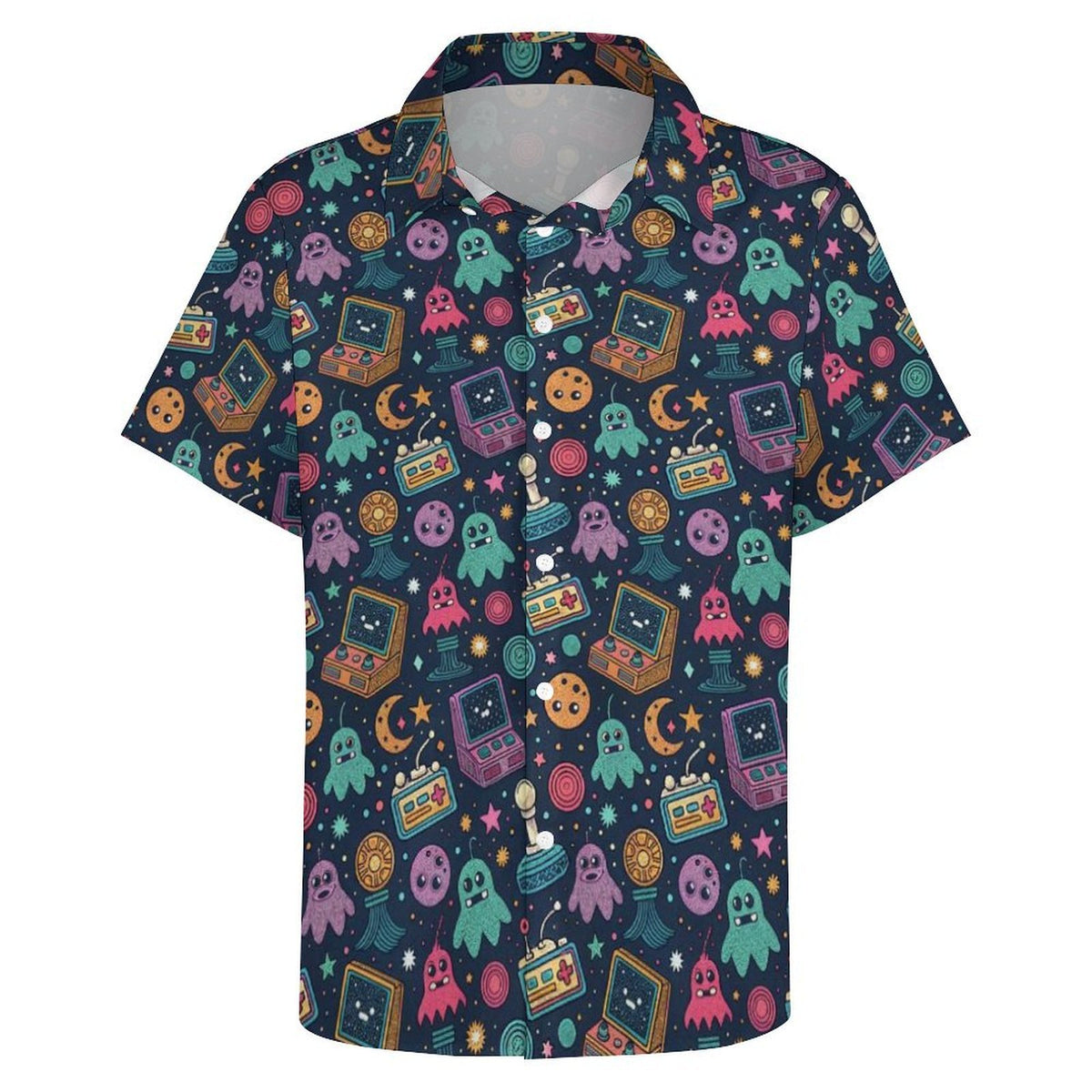 Space Arcade Women's Collared Pocketless Short Sleeve Shirt