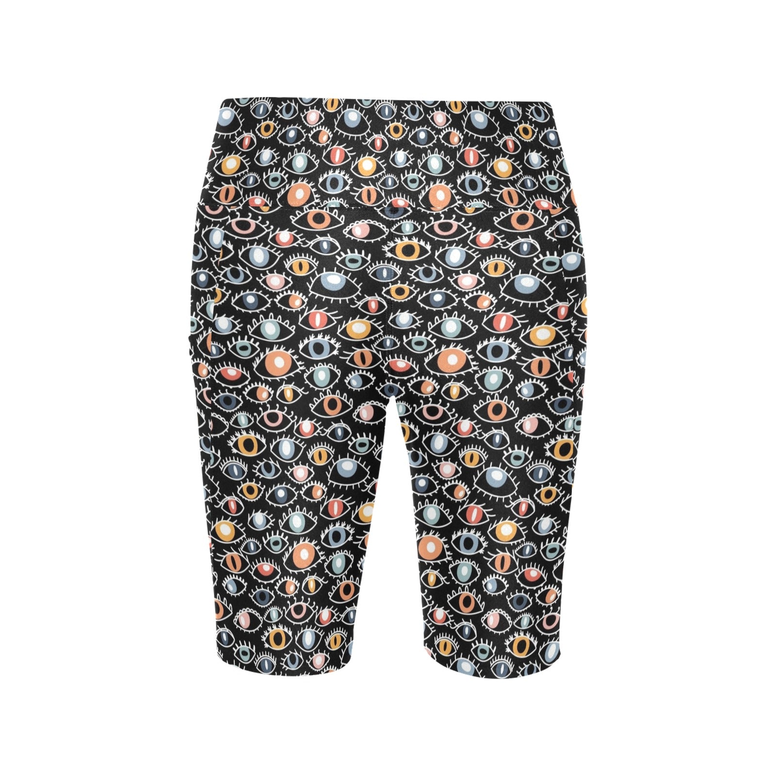 Eyes On Black Women's Bike Shorts With Side Pockets