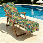 Tropical Comic Book Style Beach Chair Towel Cover with Side Pockets