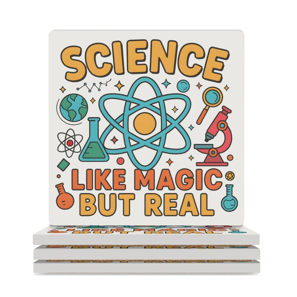 Science, Like Magic But Real Ceramic Coasters (Square) white Ceramic Coasters Printed Offshore Science