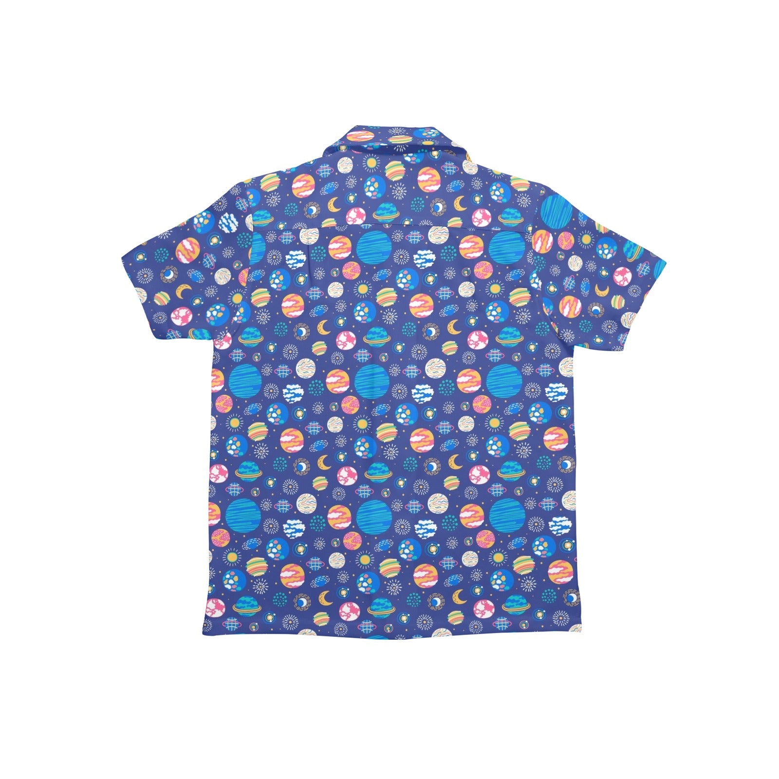 Planets On Blue Junior Kids Hawaiian Shirt