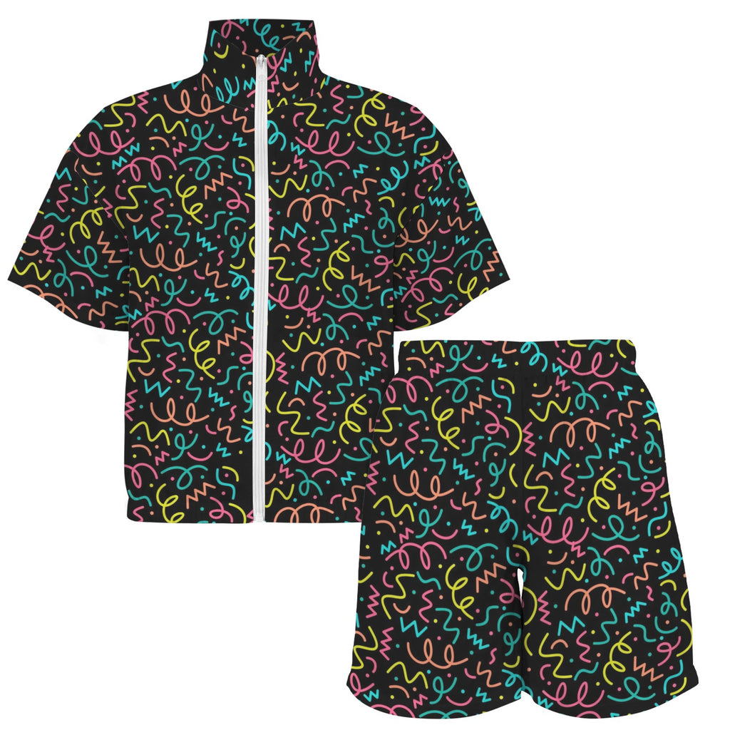 Squiggle Time Women's Windbreaker Short Set Women's Windbreaker Short Set Printed Offshore