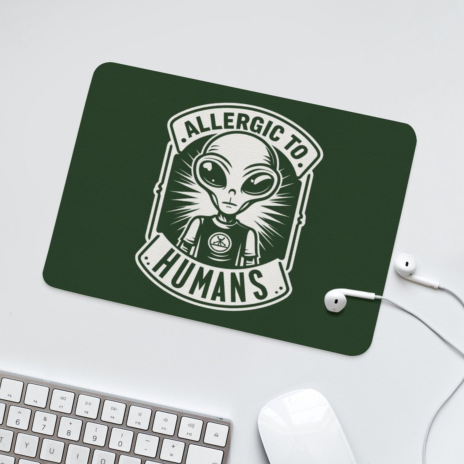 Allergic To Humans, Alien - Leather Mouse Pad Leather Mouse Pad Printed Offshore Sci Fi