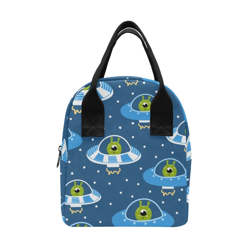 Cute Aliens in UFOs - Zipper Lunch Bag One Size Zipper Lunch Bag Printed Offshore