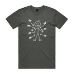 Ow! Everything Hurts Stick Figure Men's AS Colour T-shirt Charcoal Mens T-shirt Printed In Australia