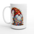 Christmas Gnome Wrapped In Lights - White 15oz Ceramic Mug Default Title Christmas 15oz Mug Christmas Globally Fulfilled