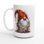 Christmas Gnome Wrapped In Lights - White 15oz Ceramic Mug Default Title Christmas 15oz Mug Christmas Globally Fulfilled