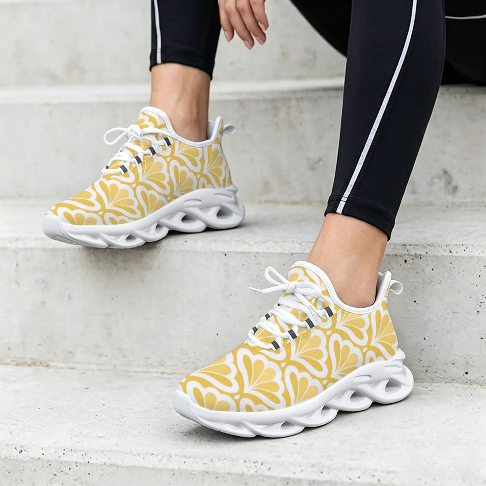Yellow Pattern Women's Twisted Sole Sneakers