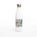 Mother Word Cloud - White 17oz Stainless Steel Water Bottle Default Title White Water Bottle Globally Fulfilled Mum