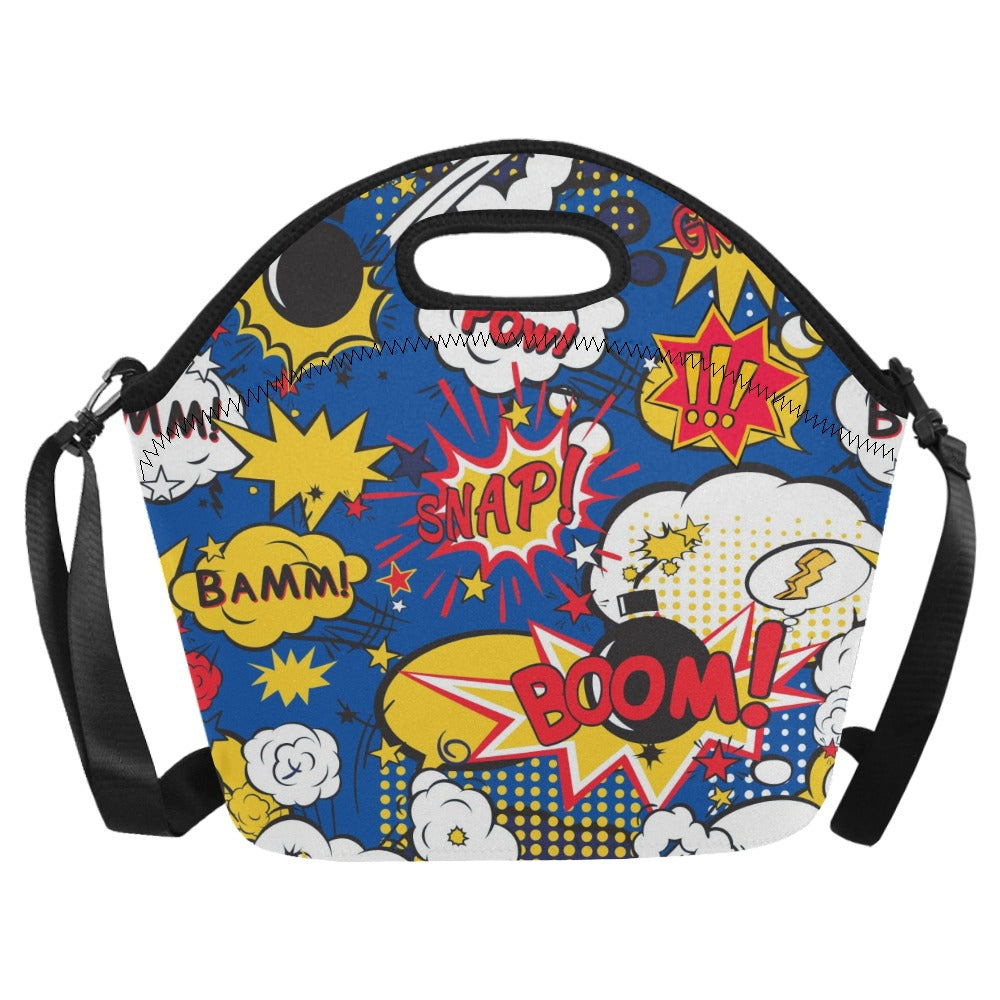 Blue Comic Book - Neoprene Lunch Bag Neoprene Lunch Bag Printed Offshore