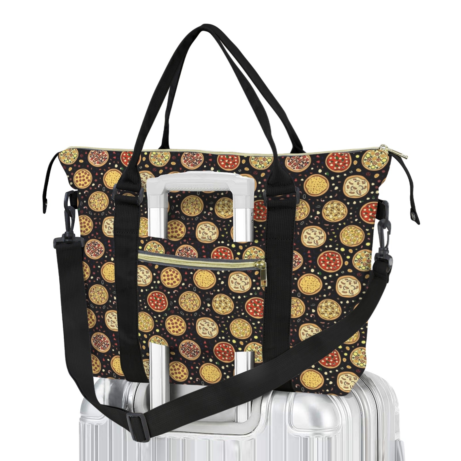 Round Pizzas On Black Duffle Bag-Simple (Model 1715) One Size Duffle Bag-Simple (1715)