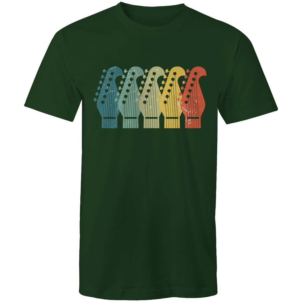 Guitar Headstocks - Mens T-Shirt Forest Green Mens T-shirt Music Printed In Australia