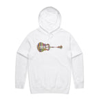 Guitar Reflection In Colour - Mens Hoodie White Mens Hoodie Music Printed In Australia