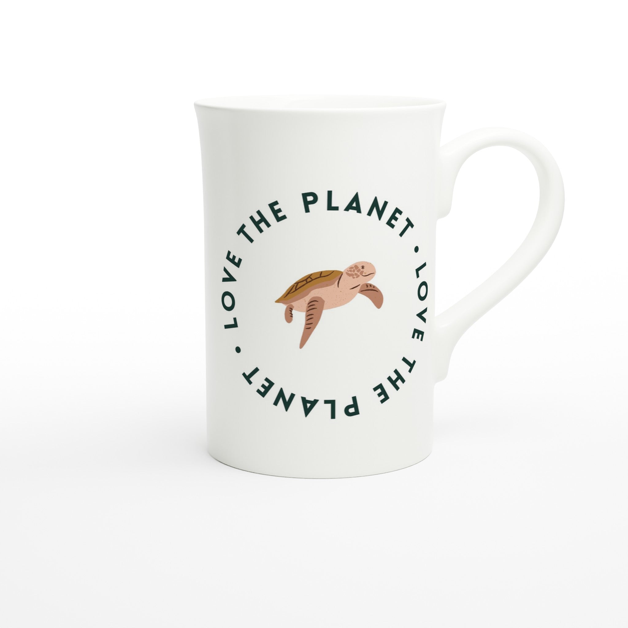 Love The Planet - White 10oz Porcelain Slim Mug Porcelain Mug Environment Globally Fulfilled