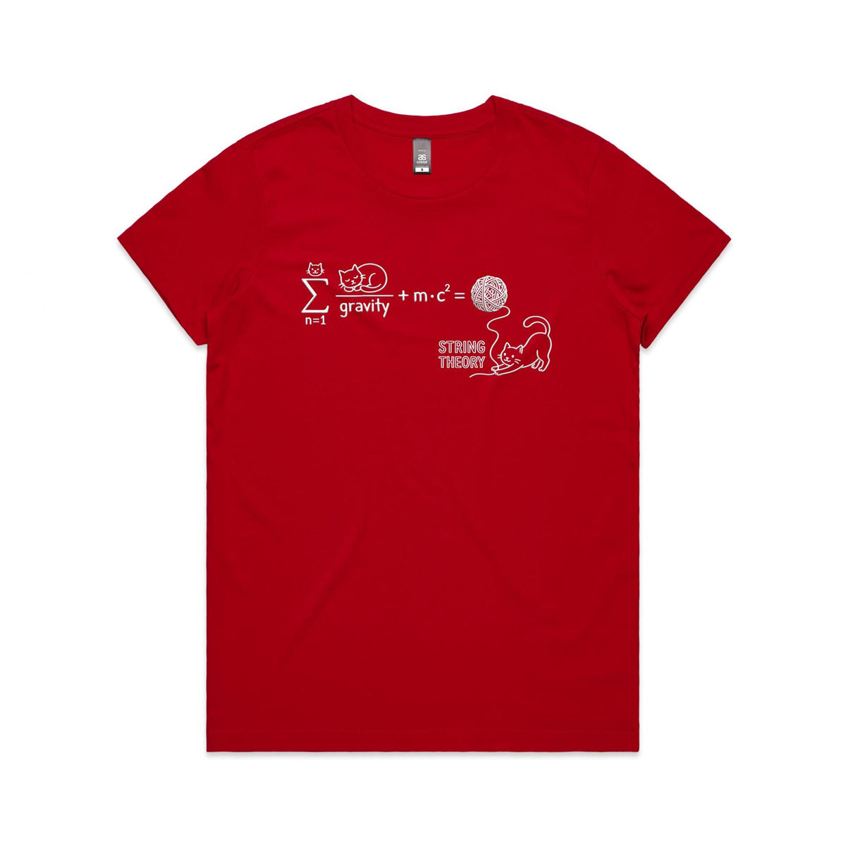 Cat String Theory Physics Women's AS Colour T-shirt Red Womens T-shirt animal Printed In Australia Science