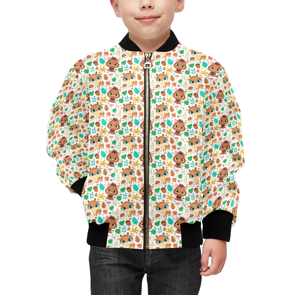 Cute Autumn Creatures Kids Bomber Jacket Kids Bomber Jacket animal Printed Offshore