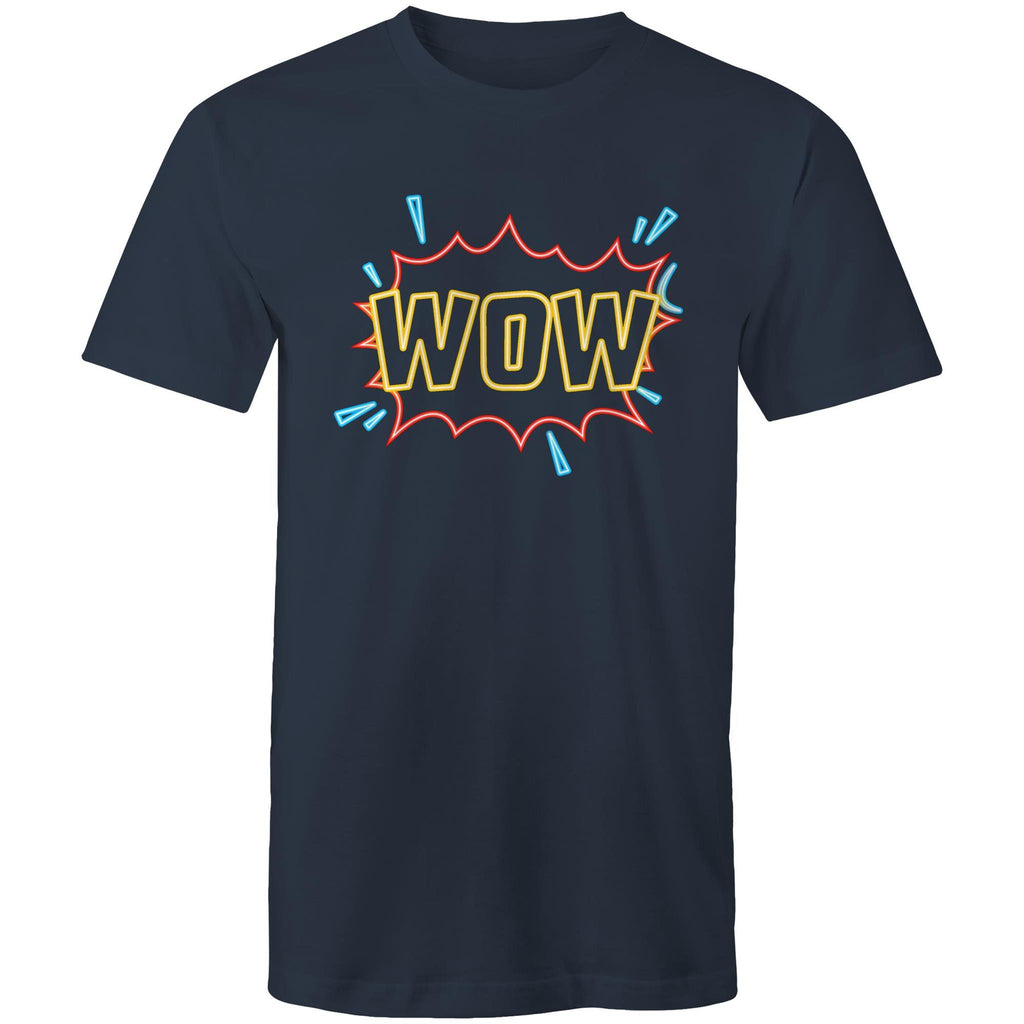 Wow, Comic Book - Mens T-Shirt Navy Mens T-shirt comic Printed In Australia