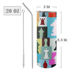 Colourful Chess - 20oz Tall Skinny Tumbler with Lid and Straw