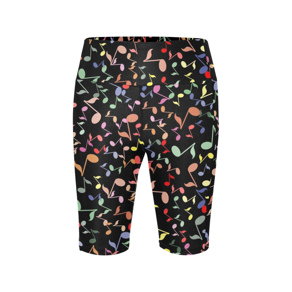 Quavers, Music Notes Women's Bike Shorts With Side Pockets Women's Bike Shorts Music Printed Offshore