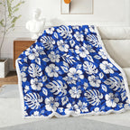 Blue Hawaiian Floral - Double-Layer Fleece Blanket 51"x59"