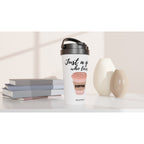 Personalised - Just A Girl Who Loves Coffee - White 15oz Stainless Steel Travel Mug Personalised Travel Mug Globally Fulfilled