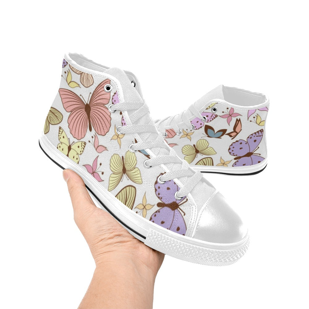 Cartoon Butterfly - Kids High Top Canvas Shoes