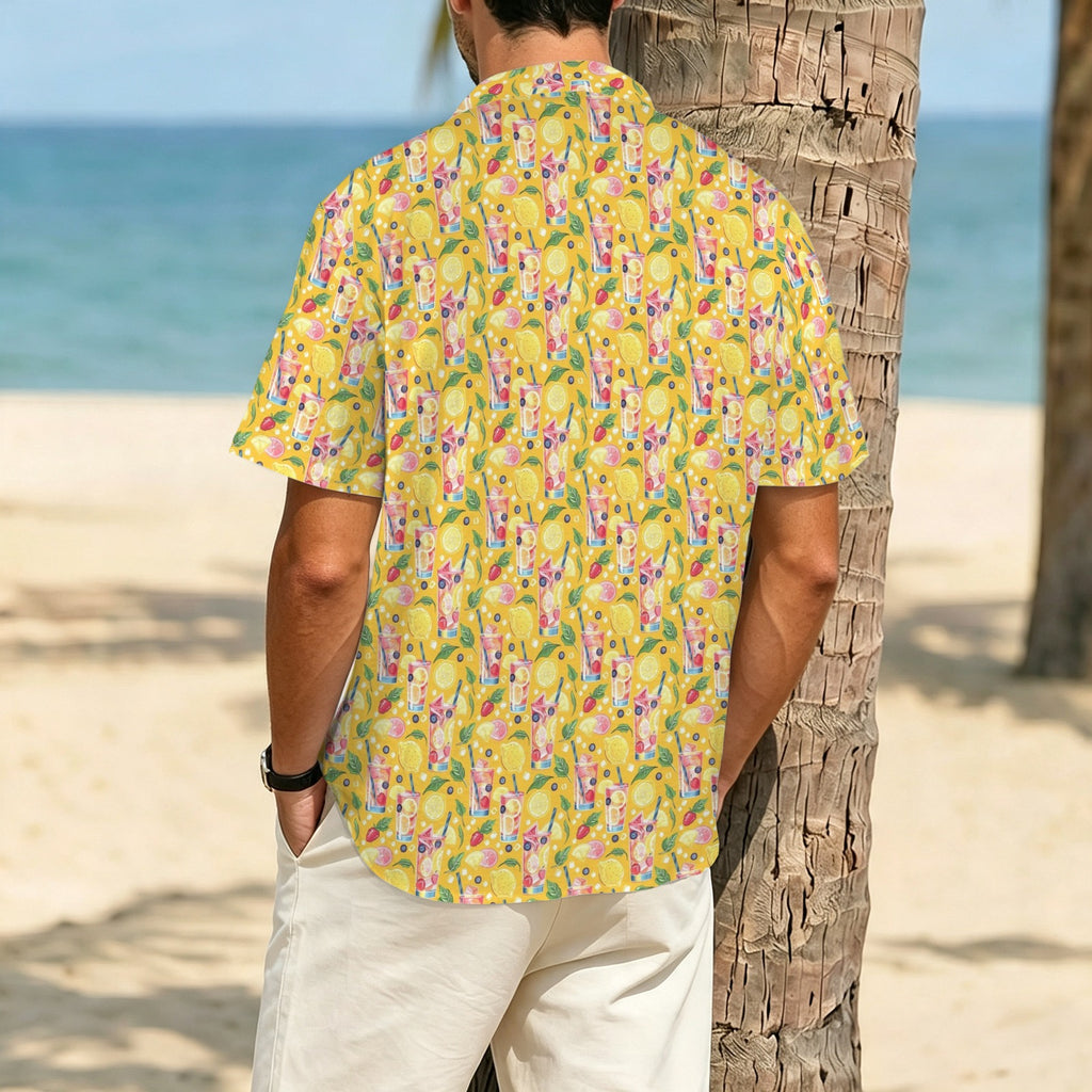 Tropical Fruit Drink Men's Crinkle Hawaiian Shirt
