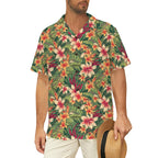 Vintage Hawaiian Floral Men's Short Sleeve Hawaiian Shirt Men's Hawaiian Shirt (New) Plants Printed Offshore Retro