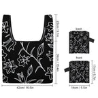 Black And White Floral - Collapsible Shopping Bag