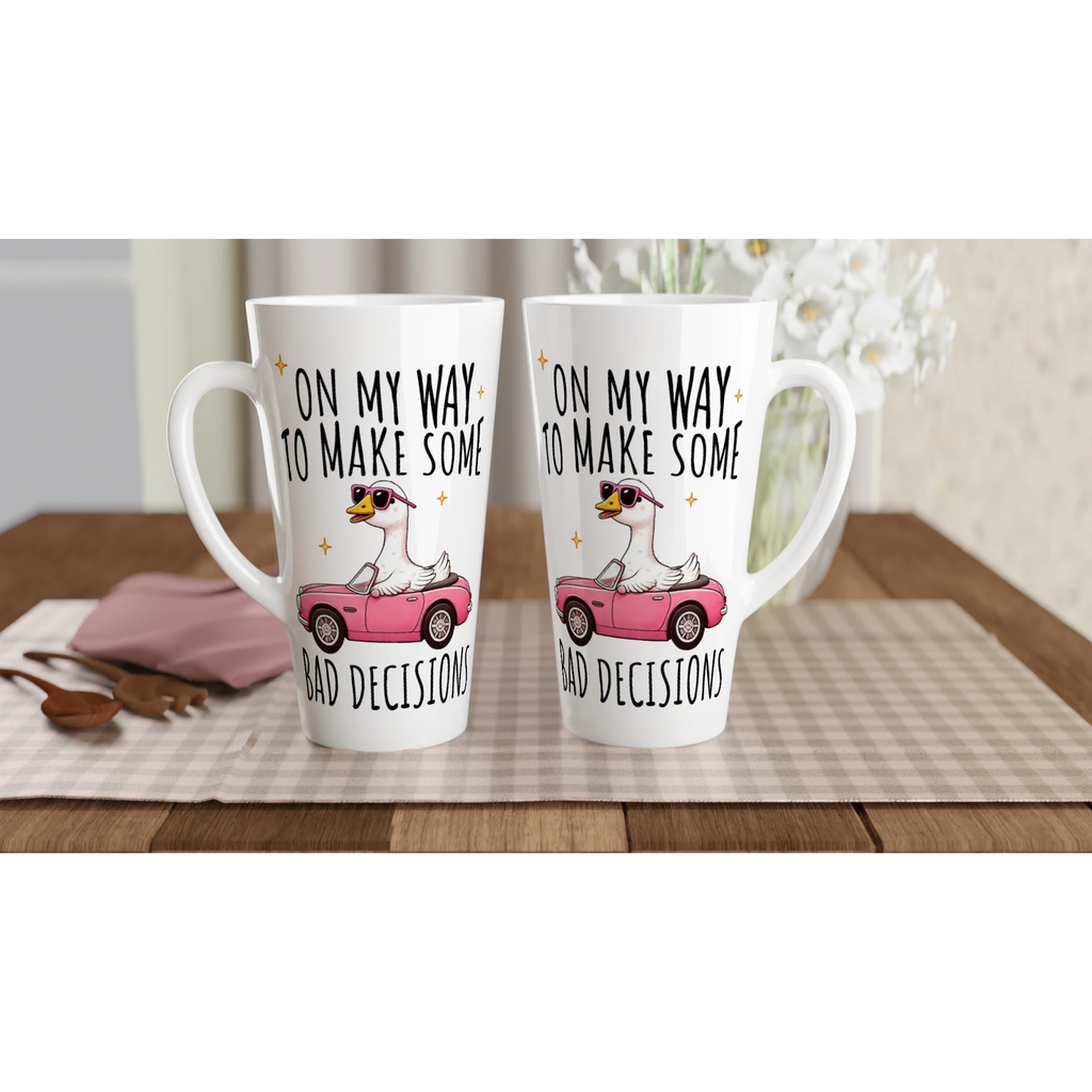 On My Way To Make Some Bad Decisions - White Latte 17oz Ceramic Mug Latte Mug animal Globally Fulfilled