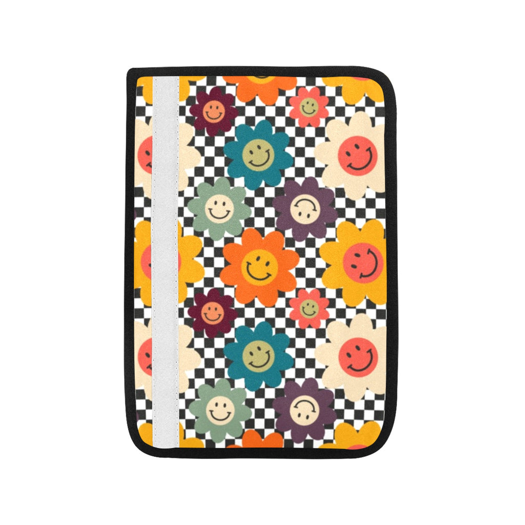 Happy Retro Flowers Car Seat Belt Cover 7''x10'' (Pack of 2) Car Seat Belt Cover 7x10 (Pack of 2) Printed Offshore Retro
