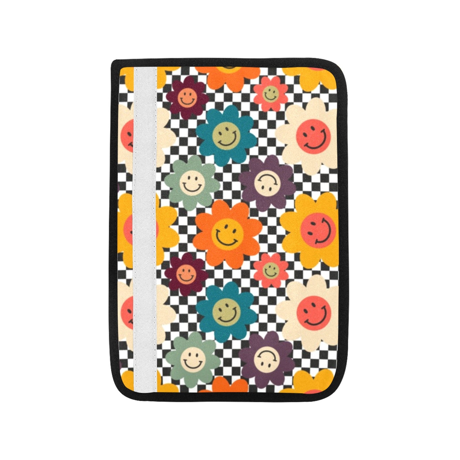Happy Retro Flowers - Car Seat Belt Cover 7''x10'' (Pack of 2) Car Seat Belt Cover 7x10 (Pack of 2) Printed Offshore