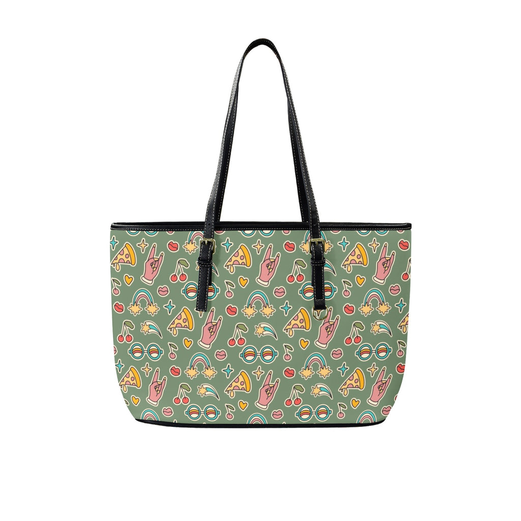 Groovy Retro PU Leather Tote Bag Large