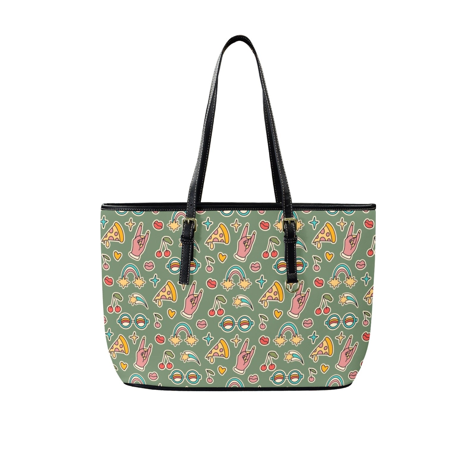 Groovy Retro PU Leather Tote Bag Large