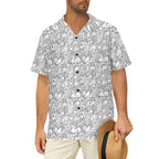 Black And White Creatures Men's Short Sleeve Hawaiian Shirt Men's Hawaiian Shirt (New) Printed Offshore Sci Fi