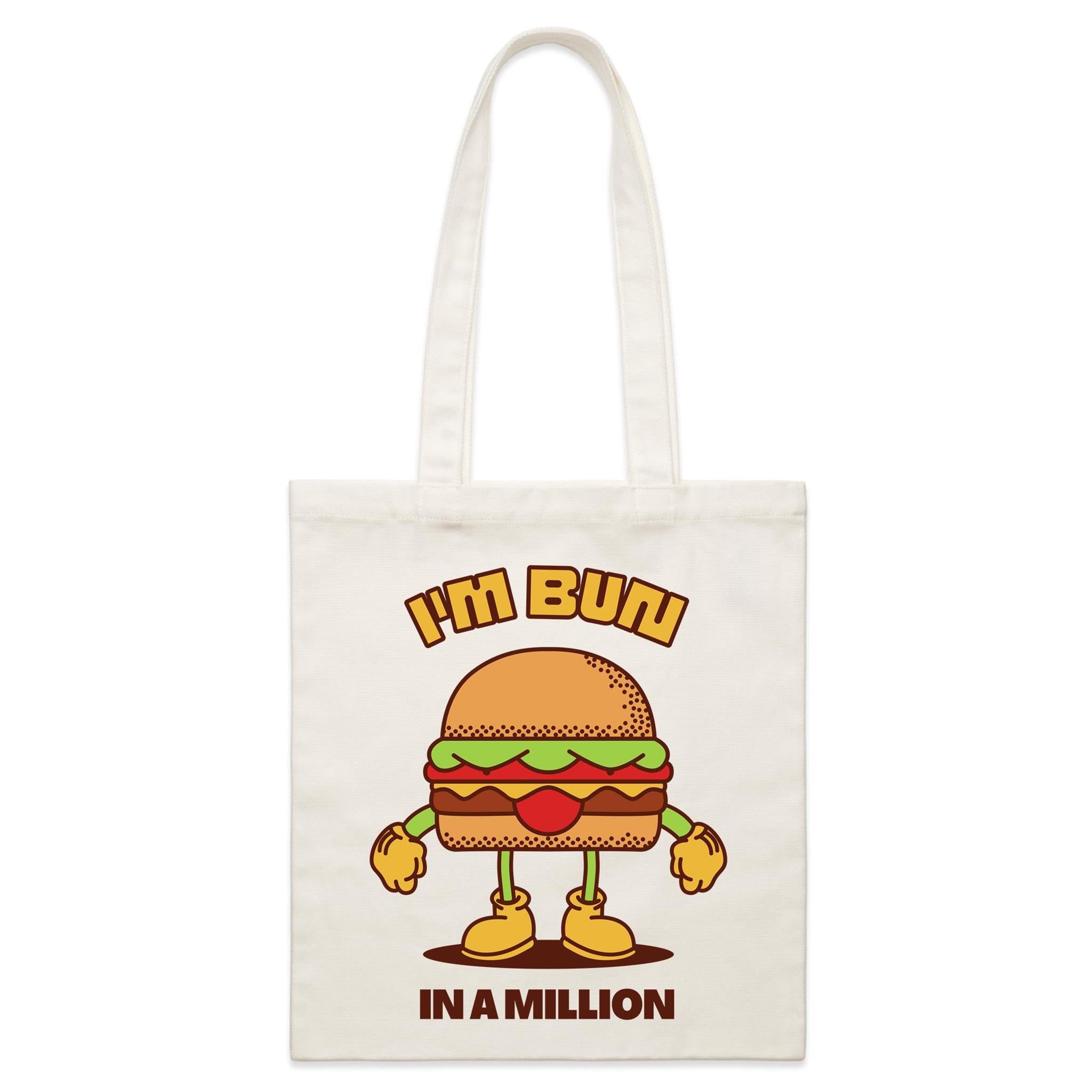 I'm Bun In A Million, Hamburger - Parcel Canvas Tote Bag Default Title Small Tote Bag Food Printed In Australia