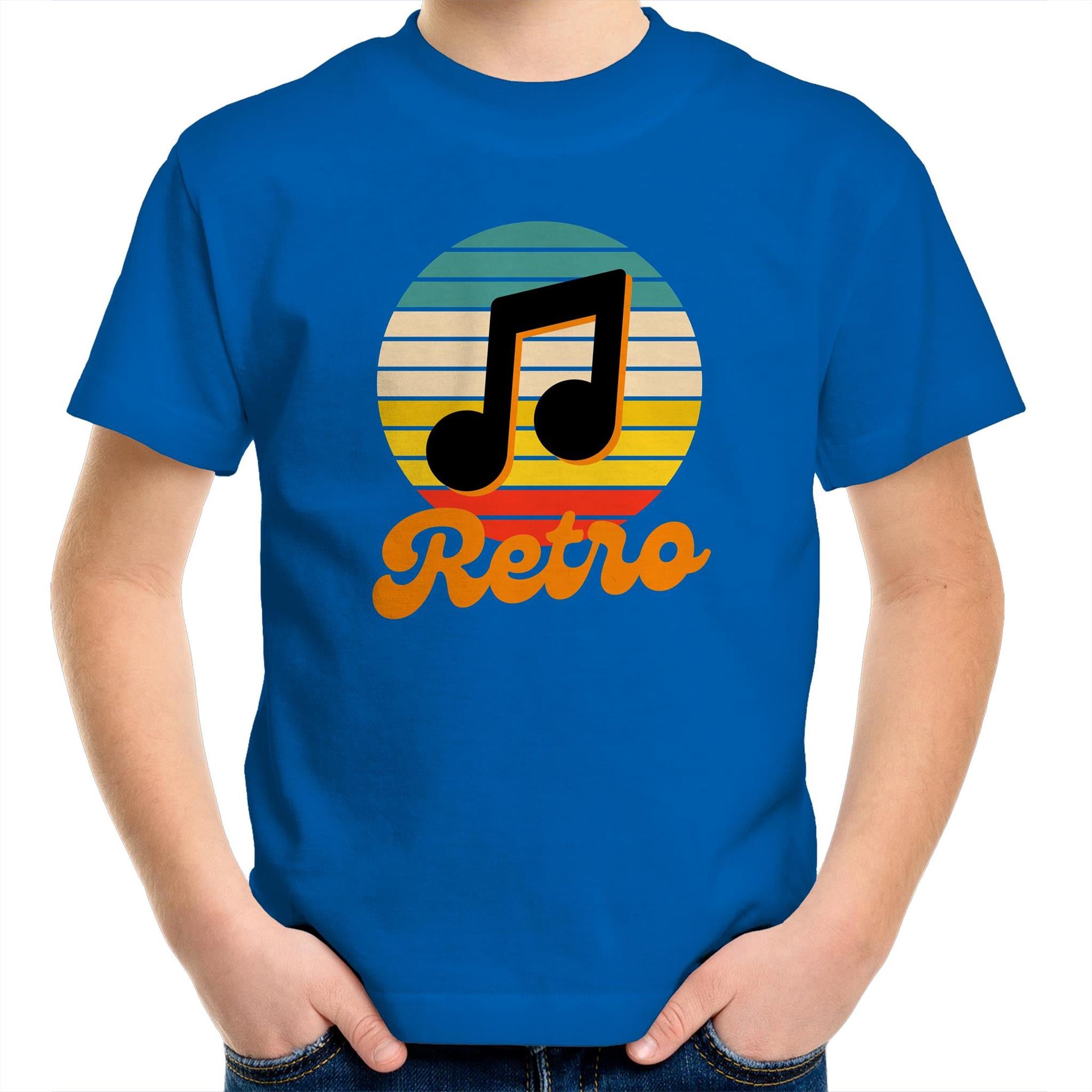 Retro Music - Kids Youth T-Shirt Bright Royal Kids Youth T-shirt Music Printed In Australia Retro