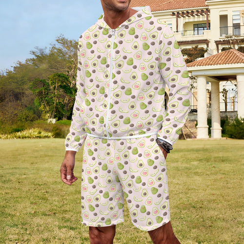 Avocado Love Men's Lightweight Sun Hoodie & Shorts Set Men's Lightweight Sun Hoodie & Shorts Food Printed Offshore