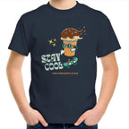 Stay Cool, Find Your Happy Place - Kids Youth T-Shirt Navy Kids Youth T-shirt Positivity Printed In Australia Retro