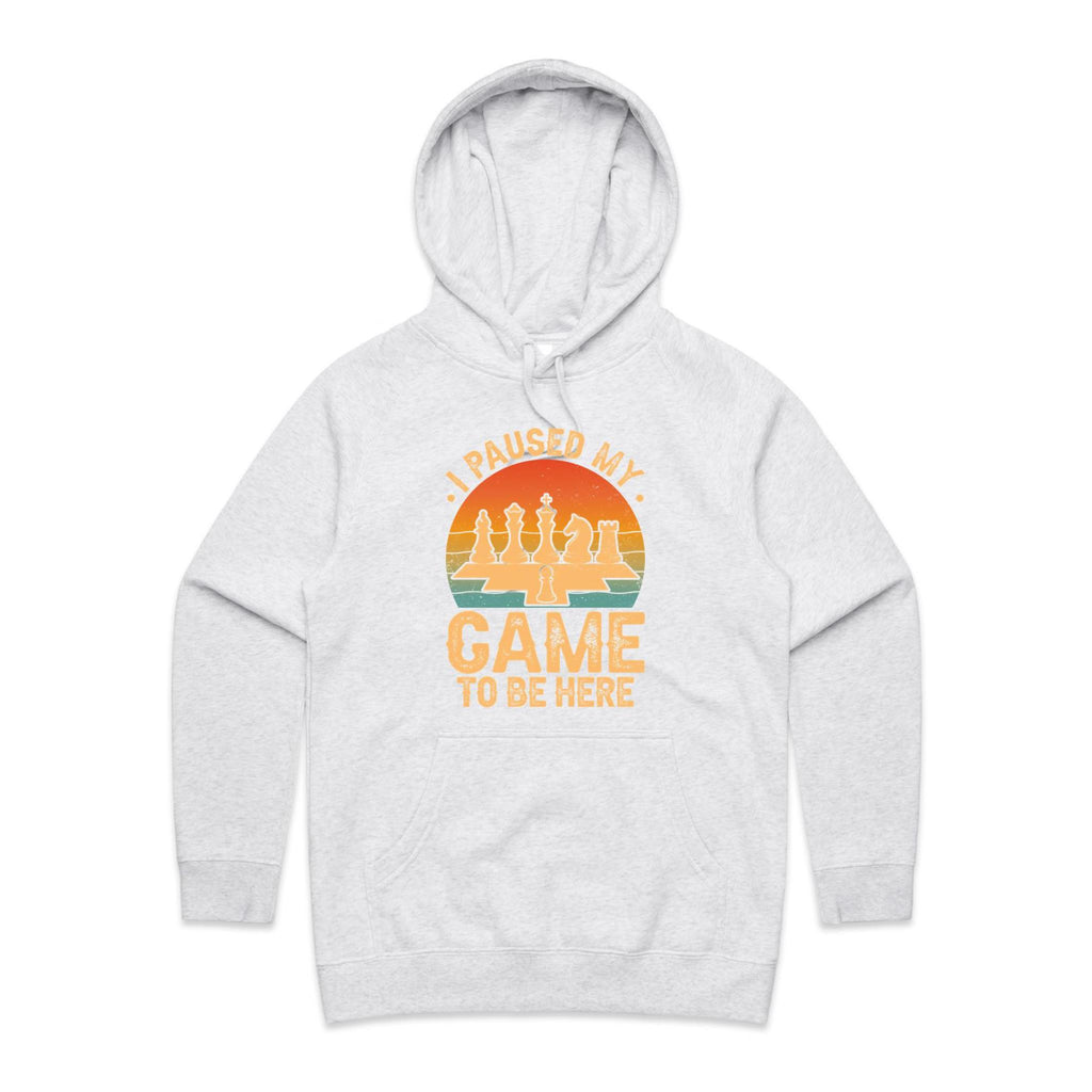 Chess, I Paused My Game To Be Here - Womens Hoodie White Marle Womens Hoodie Chess Games Printed In Australia
