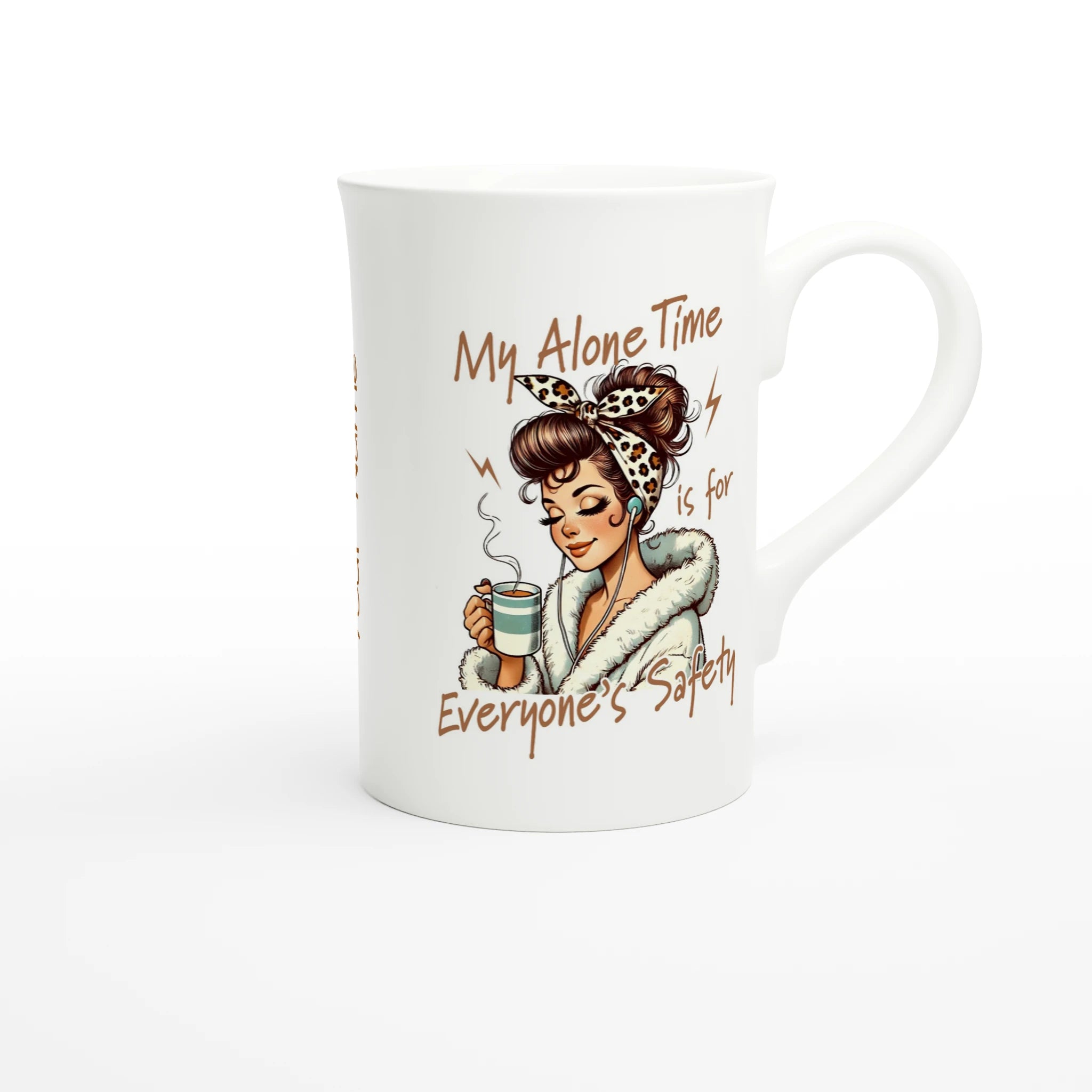 Personalised My Alone Time Is For Everyone's Safety White 10oz Porcelain Slim Mug Personalised Porcelain Mug Globally Fulfilled