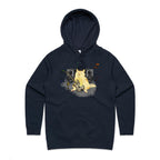 Cat Bass Player - Womens Hoodie Navy Womens Hoodie animal Music Printed In Australia