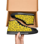 Black Squiggle On Yellow Women's High Top Canvas Shoes Womens Classic High Top Shoes Printed Offshore Retro